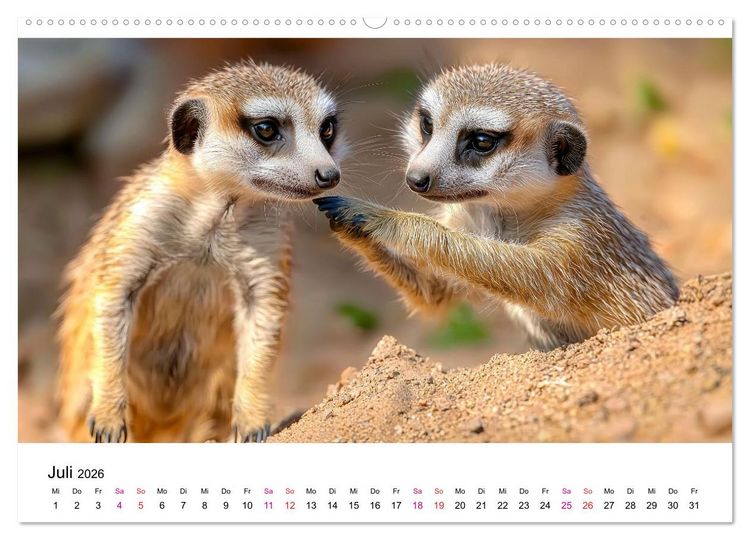 Produktbild: Erdm&auml;nnchen - klein, frech, neugierig (hochwertiger Premium Wandkalender 2026 DIN A2 quer), Kunstdruck in Hochglanz