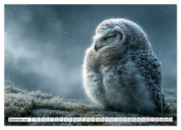 Produktbild: GUTE NACHT - Schlafende Tiere, traumhaft sch&ouml;n (Tischkalender 2026 DIN A5 quer), CALVENDO Monatskalender
