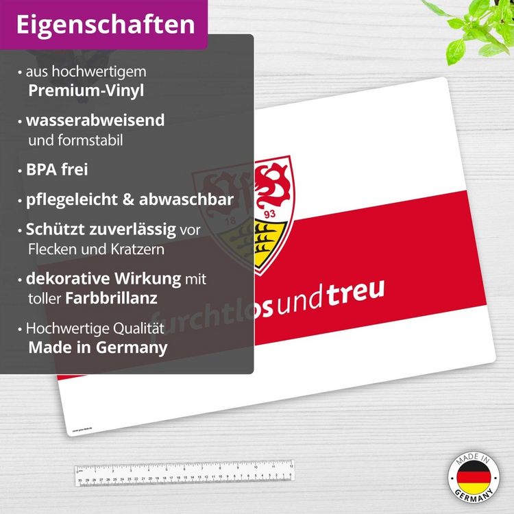 Produktbild: Cover-your-desk Schreibtischunterlage f&uuml;r Kinder und Erwachsene VfB Stuttgart furchtlos und treu - 60 x 40 cm, aus premium Vinyl