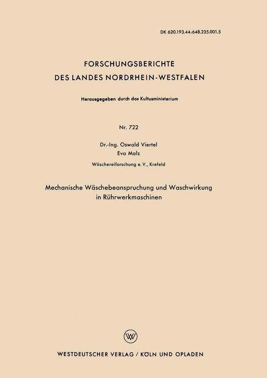 Produktbild: Mechanische W&auml;schebeanspruchung und Waschwirkung in R&uuml;hrwerkmaschinen