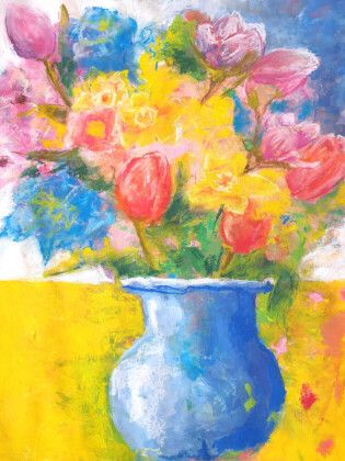 Produktbild: CALVENDO Puzzle Bunter Blumenstrau&szlig; mit Gouache und Pastellkreide | 1000 Teile Lege-Gr&ouml;&szlig;e 64x48cm Foto-Puzzle f&uuml;r gl&uuml;ckliche Stunden