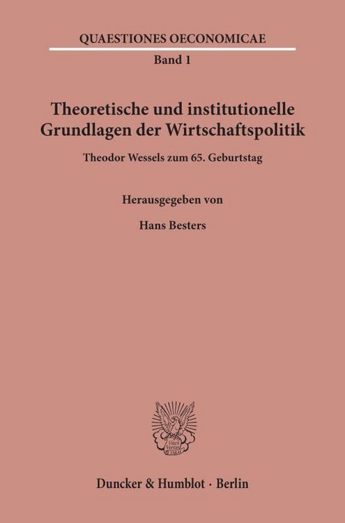 Produktbild: Theoretische und institutionelle Grundlagen der Wirtschaftspolitik.