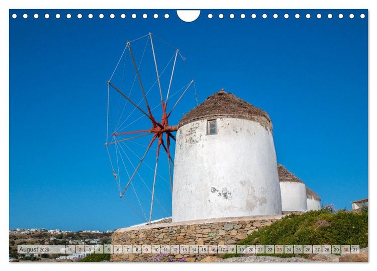 Produktbild: Mykonos - Natur, Meer und wei&szlig;e W&auml;nde (Wandkalender 2026 DIN A4 quer), CALVENDO Monatskalender