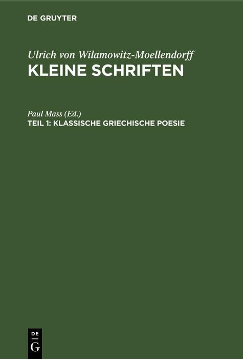 Produktbild: Klassische griechische Poesie