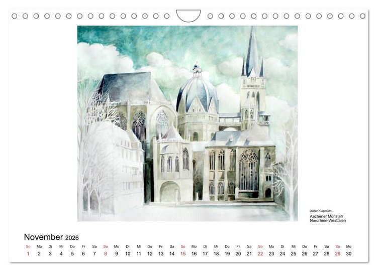 Produktbild: Pinselspuren einer Deutschlandreise - 12 Aquarelle von Dieter Klapproth (Wandkalender 2026 DIN A4 quer), CALVENDO Monatskalender