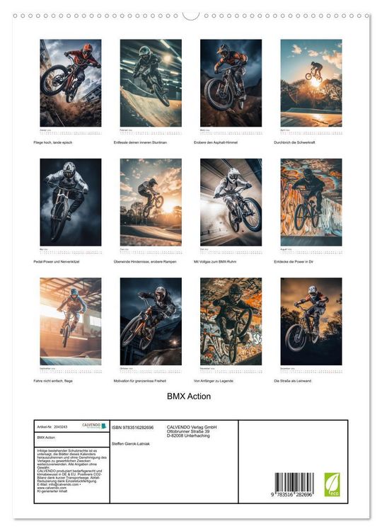 Produktbild: BMX Action (hochwertiger Premium Wandkalender 2026 DIN A2 hoch), Kunstdruck in Hochglanz