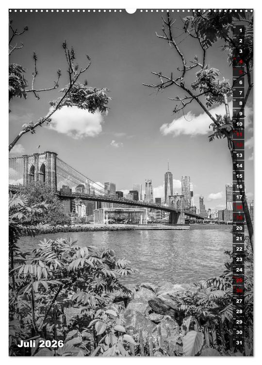 Produktbild: NEW YORK CITY Monochrome Stadtansichten (hochwertiger Premium Wandkalender 2026 DIN A2 hoch), Kunstdruck in Hochglanz