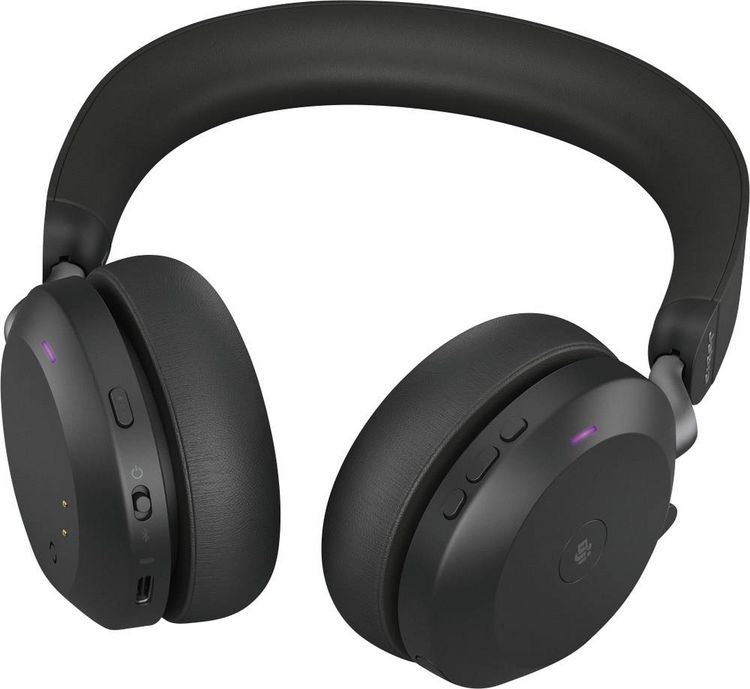 Produktbild: Jabra Evolve2 75 On Ear Headset kabelgebunden Schwarz Batterieladeanzeige, Mikrofon-Stummschaltung Telefon