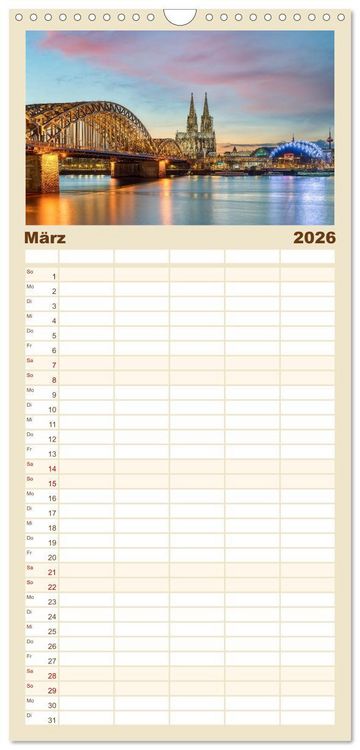 Produktbild: Familienplaner 2026 - Wundersch&ouml;nes K&ouml;ln mit 5 Spalten (Wandkalender, 21 x 45 cm) CALVENDO