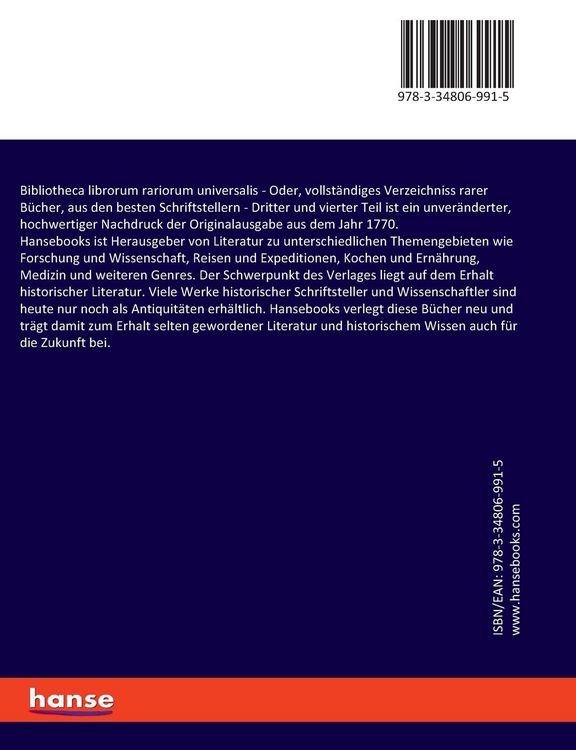 Produktbild: Bibliotheca librorum rariorum universalis