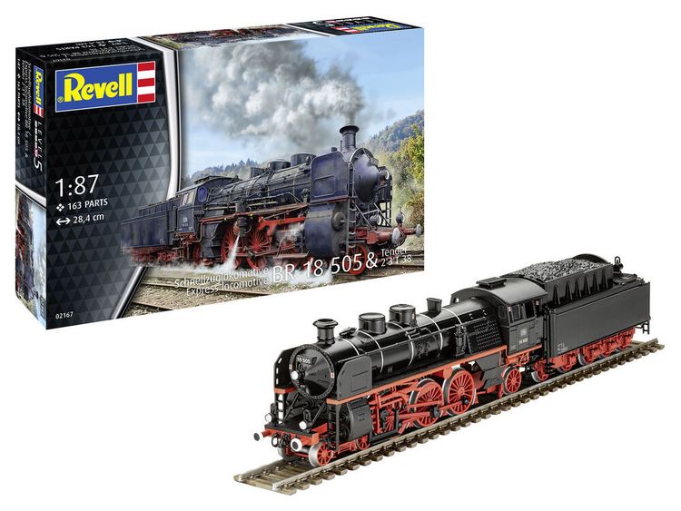 Produktbild: Revell 02167 Schnellzuglokomotive BR 18 505 mit Tender 2'3' T38 Lokomotive Bausatz 1:87