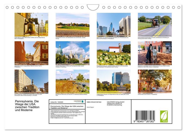 Produktbild: Pennsylvania. Die Wiege der USA zwischen Tradition und Moderne (Wandkalender 2026 DIN A4 quer), CALVENDO Monatskalender