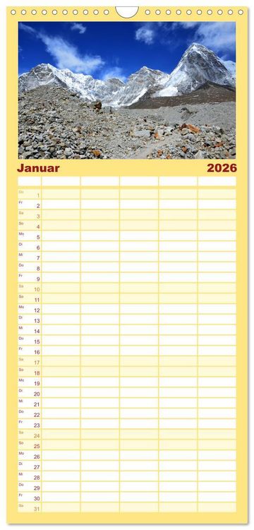 Produktbild: Familienplaner 2026 - Einzigartiges NEPAL mit 5 Spalten (Wandkalender, 21 x 45 cm) CALVENDO