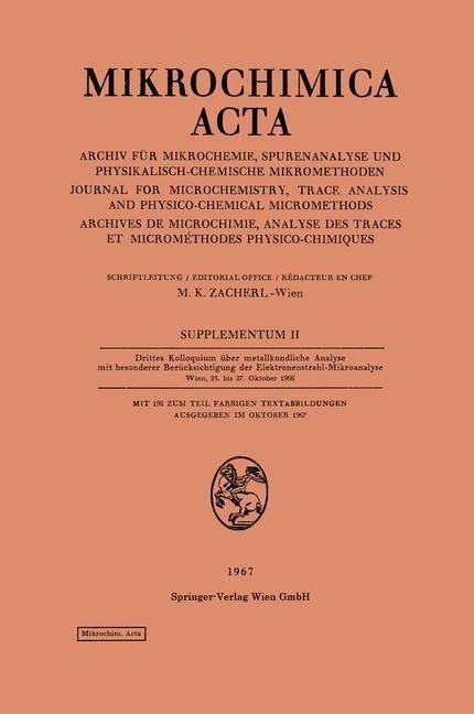Produktbild: Drittes Kolloquium &uuml;ber metallkundliche Analyse mit besonderer Ber&uuml;cksichtigung der Elektronenstrahl-Mikroanalyse Wien, 25. bis 27. Oktober 1966