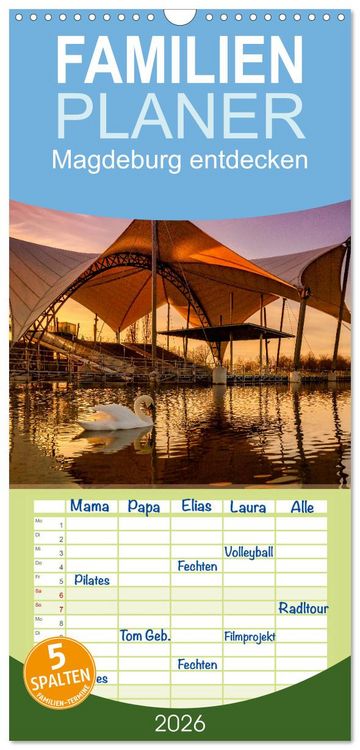 Produktbild: Familienplaner 2026 - Magdeburg entdecken mit 5 Spalten (Wandkalender, 21 x 45 cm) CALVENDO