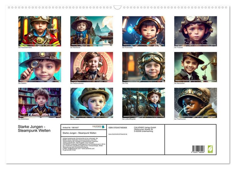 Produktbild: Starke Jungen - Steampunk Welten (Wandkalender 2026 DIN A2 quer), CALVENDO Monatskalender