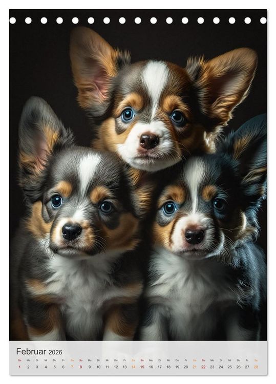 Produktbild: Zauberhafte Hundebabys (Tischkalender 2026 DIN A5 hoch), CALVENDO Monatskalender