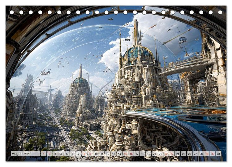 Produktbild: Fantasie Welten - Science Fiction (Tischkalender 2026 DIN A5 quer), CALVENDO Monatskalender