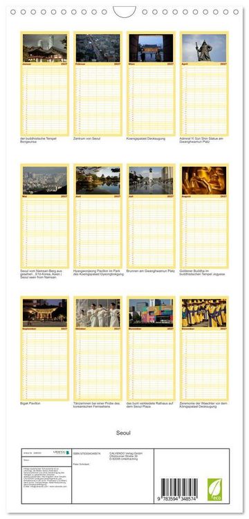 Produktbild: Familienplaner 2027 - Seoul mit 5 Spalten (Wandkalender, 21 x 45 cm) CALVENDO