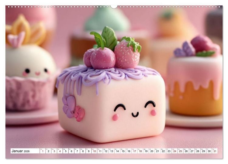 Produktbild: Kawaii-Gl&uuml;cksmomente (hochwertiger Premium Wandkalender 2026 DIN A2 quer), Kunstdruck in Hochglanz