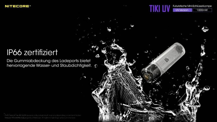 Produktbild: NiteCore TIKI UV NC-TIKIUV LED, UV-LED Taschenlampe akkubetrieben 70lm 12g
