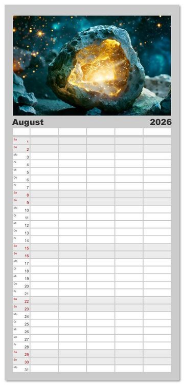 Produktbild: Familienplaner 2026 - Zwischen Sternenstaub und Stille mit 5 Spalten (Wandkalender, 21 x 45 cm) CALVENDO