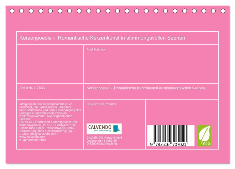 Produktbild: Kerzenpoesie - Romantische Kerzenkunst in stimmungsvollen Szenen (Tischkalender 2026 DIN A5 quer), CALVENDO Monatskalender