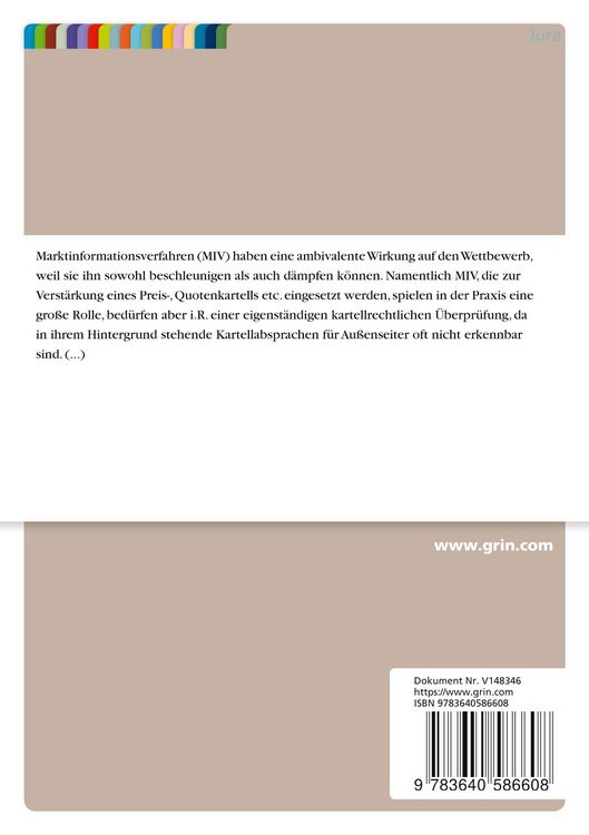 Produktbild: Kartellrechtliche Zul&auml;ssigkeit von Marktinformationsverfahren