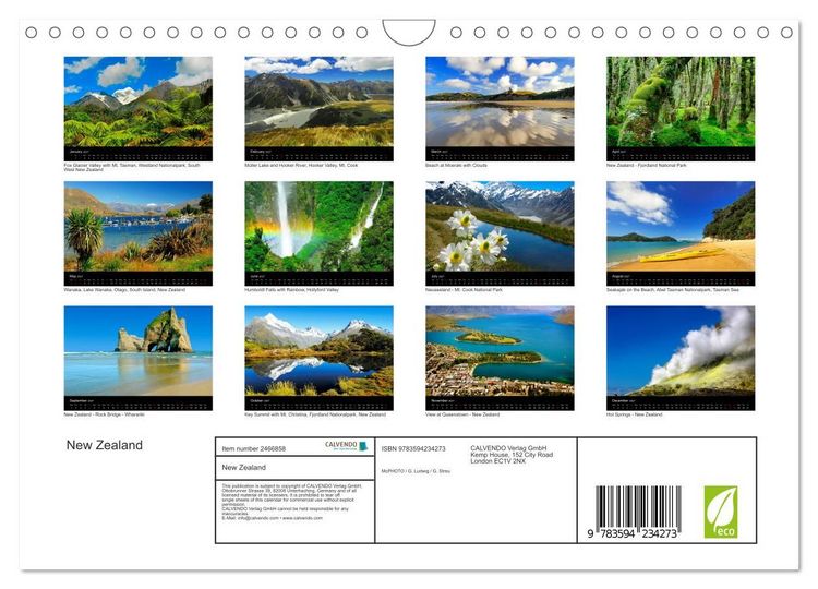 Produktbild: New Zealand (Wall Calendar 2027 DIN A4 landscape), CALVENDO 12 Month Wall Calendar