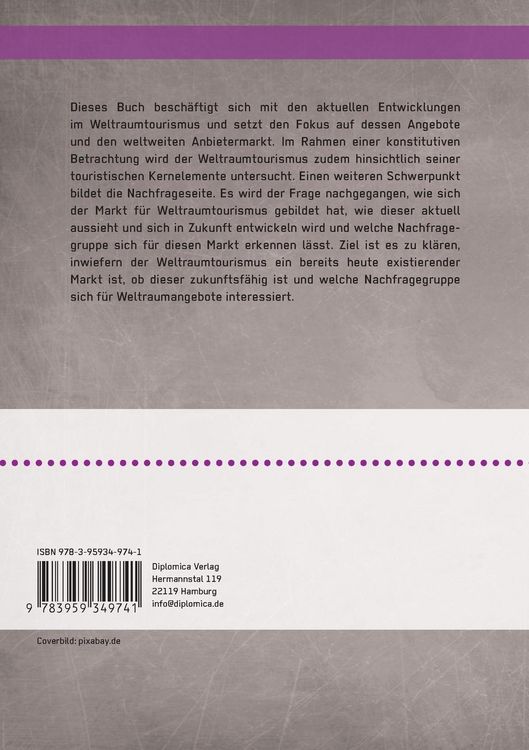 Produktbild: Zukunftsmarkt Weltraumtourismus. Urlaub im All