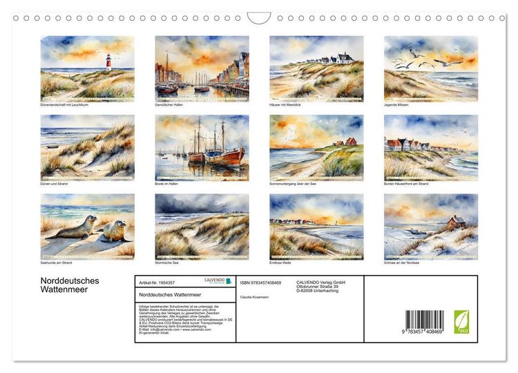 Produktbild: Norddeutsches Wattenmeer (Wandkalender 2026 DIN A3 quer), CALVENDO Monatskalender
