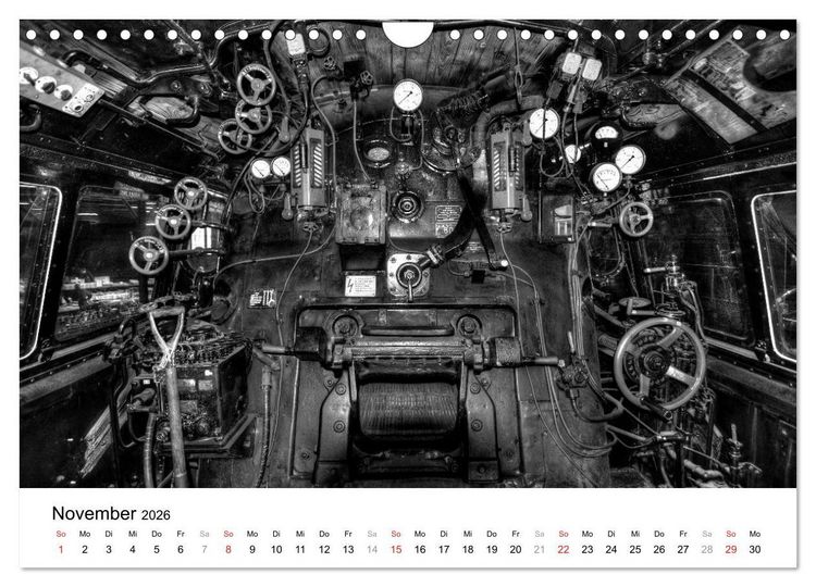 Produktbild: Unter Dampf - Eisenbahnromantik in schwarz-wei&szlig; (Wandkalender 2026 DIN A4 quer), CALVENDO Monatskalender