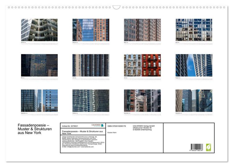 Produktbild: Fassadenpoesie &ndash; Muster & Strukturen aus New York (Wandkalender 2026 DIN A2 quer), CALVENDO Monatskalender