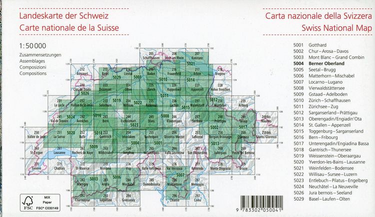 Produktbild: Swisstopo 1 : 50 000 Berner Oberland