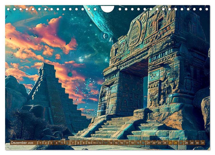 Produktbild: Sternenkrieger - Science Fiction Visionen der Maya und Azteken (Wandkalender 2026 DIN A4 quer), CALVENDO Monatskalender