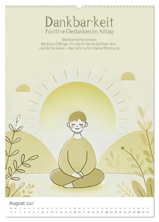 Produktbild: Dein Anti-Stress Kalender - Monatliche Inspirationen f&uuml;r mehr Entspannung (hochwertiger Premium Wandkalender 2027 DIN A2 hoch), Kunstdruck in Hochglanz