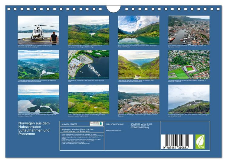 Produktbild: Norwegen aus dem Hubschrauber - Luftaufnahmen und Panorama (Wandkalender 2026 DIN A4 quer), CALVENDO Monatskalender