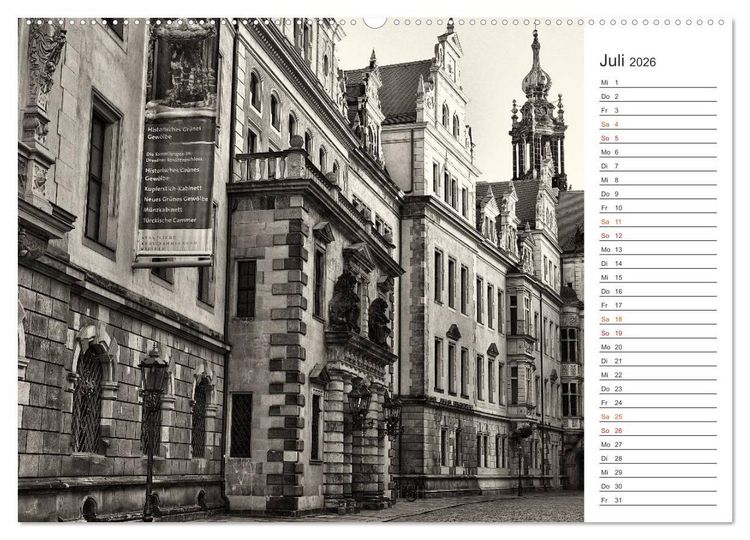Produktbild: Dresden Schwarz-Wei&szlig; (Wandkalender 2026 DIN A2 quer), CALVENDO Monatskalender