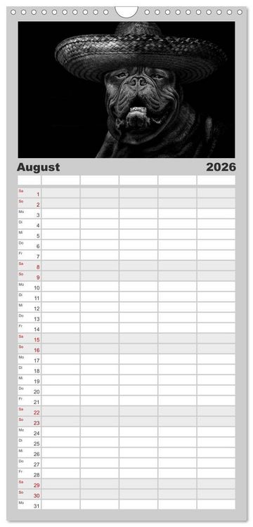 Produktbild: Familienplaner 2026 - H&uuml;tehunde mit 5 Spalten (Wandkalender, 21 x 45 cm) CALVENDO