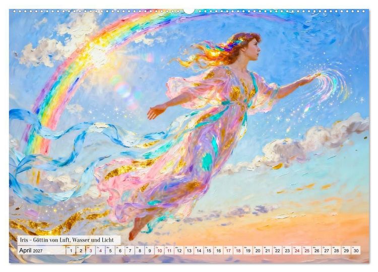 Produktbild: G&ouml;tter der Elemente - Griechische Mythologie Kunstkalender (hochwertiger Premium Wandkalender 2027 DIN A2 quer), Kunstdruck in Hochglanz