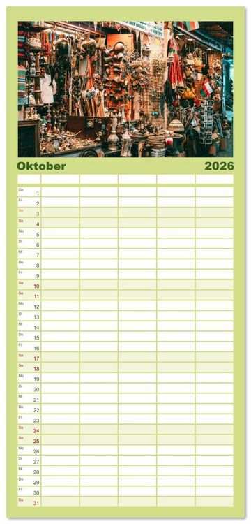 Produktbild: Familienplaner 2026 - OMAN - Orientperle mit 5 Spalten (Wandkalender, 21 x 45 cm) CALVENDO