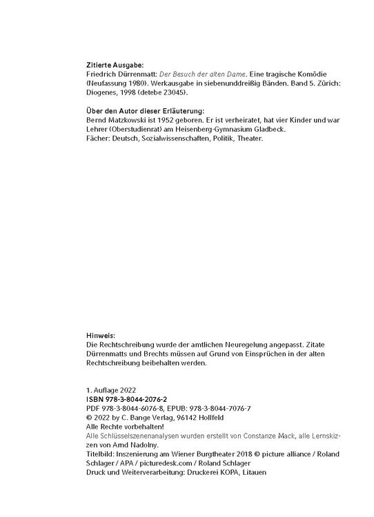 Produktbild: Der Besuch der alten Dame - Textanalyse und Interpretation
