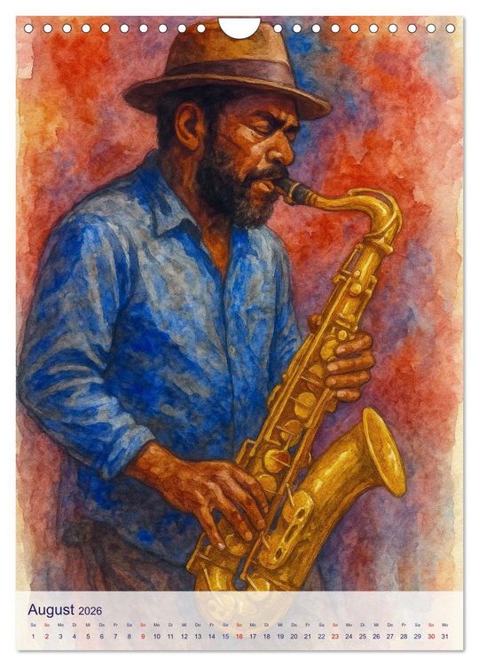 Produktbild: Saxophonisten. Eine Hommage an die Magie des Saxophons (Wandkalender 2026 DIN A4 hoch), CALVENDO Monatskalender