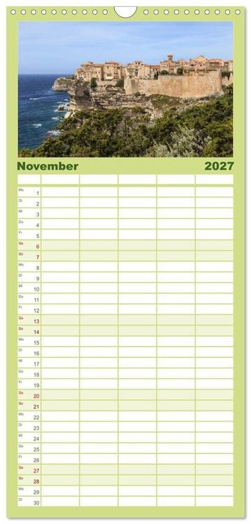 Produktbild: Familienplaner 2027 - Korsika - raue Sch&ouml;nheit mit 5 Spalten (Wandkalender, 21 x 45 cm) CALVENDO