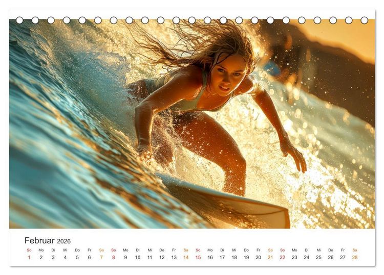 Produktbild: Surfen - Ride the Wave (Tischkalender 2026 DIN A5 quer), CALVENDO Monatskalender