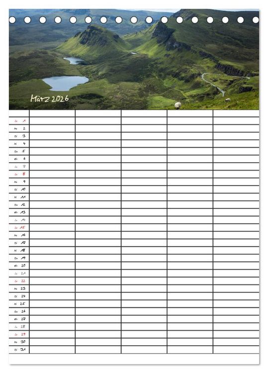 Produktbild: Isle of Skye - Schottlands Inseln - Familienplaner (Tischkalender 2026 DIN A5 hoch), CALVENDO Monatskalender