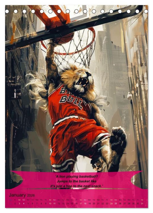 Produktbild: Basketball with funny animals (Desk Calendar 2026 DIN A5 portrait), CALVENDO 12 Month DeskCalendar