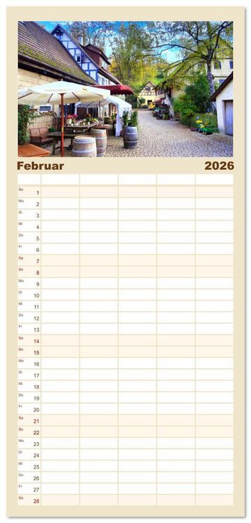 Produktbild: Familienplaner 2026 - B&ouml;blingen und Sch&ouml;nbuch mit 5 Spalten (Wandkalender, 21 x 45 cm) CALVENDO