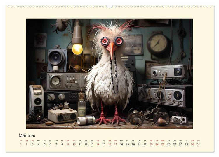 Produktbild: Verr&uuml;ckte H&uuml;hner (hochwertiger Premium Wandkalender 2026 DIN A2 quer), Kunstdruck in Hochglanz