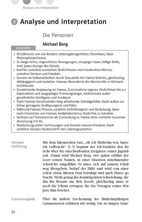 Produktbild: Lekt&uuml;rehilfen Bernhard Schlink "Der Vorleser"